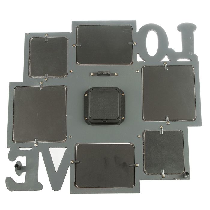 Часы настенные хайтек 18х18см+6 фоторамок Love чёрные (фото 12х10, 9х12, 9х8)