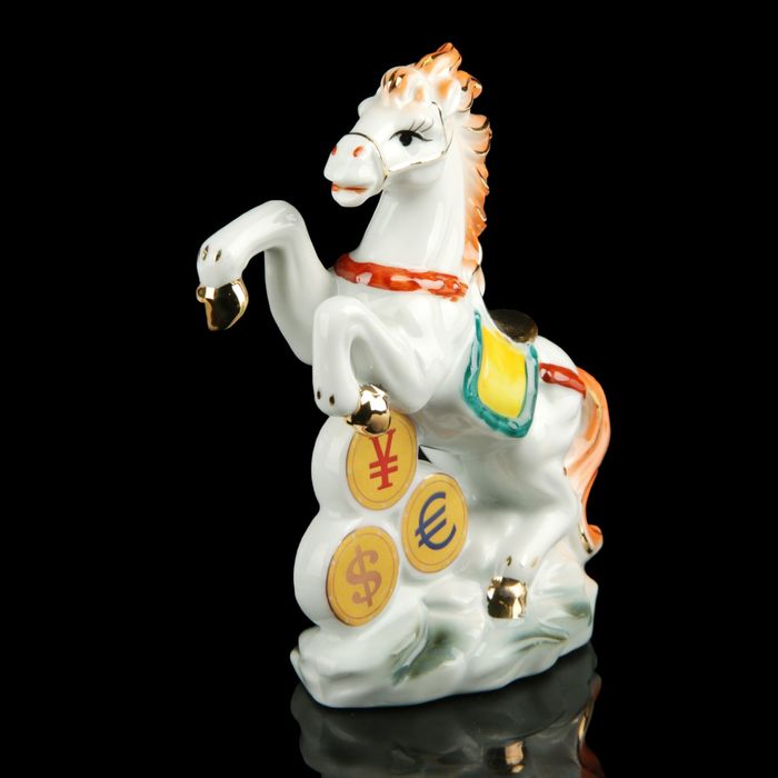 Сувенир керамика "Конь на дыбах с монетами" 12,5х10,5х4,5 см