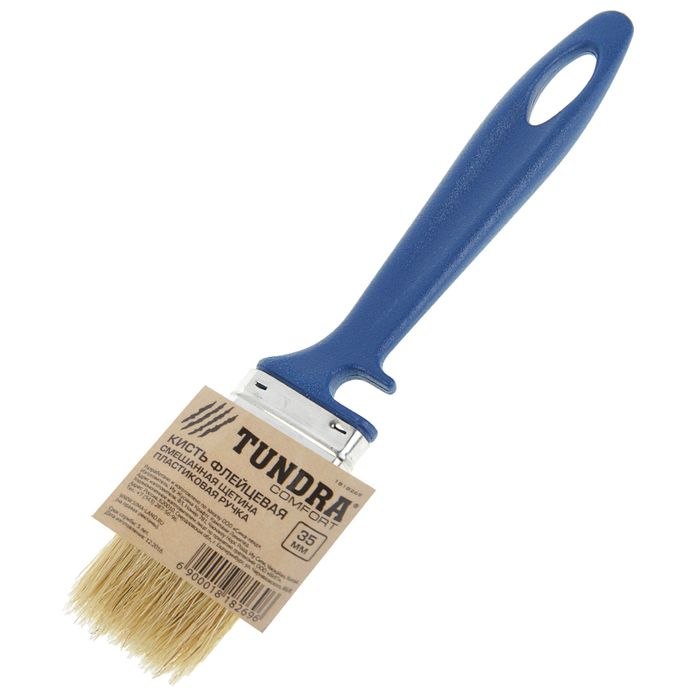 Кисть флейцевая TUNDRA comfort, смешанная щетина, пластиковая ручка, 35 мм
