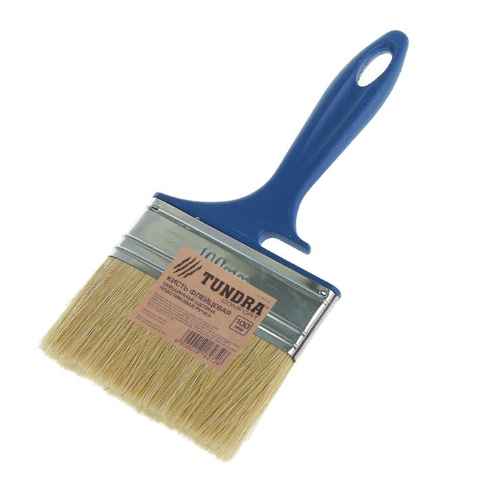 Кисть флейцевая TUNDRA comfort, смешанная щетина, пластиковая ручка, 100 мм