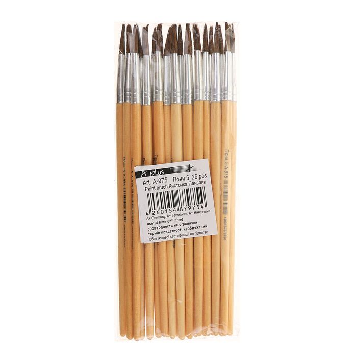 Кисть пони круглая № 5 ручка лакированная