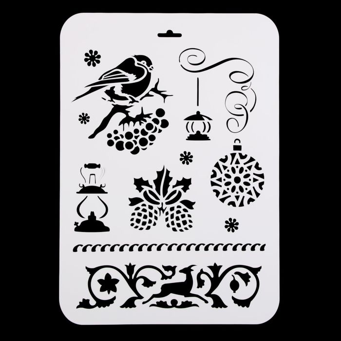 Трафарет пластик "Снегири" 22х31 см (НГП-06)