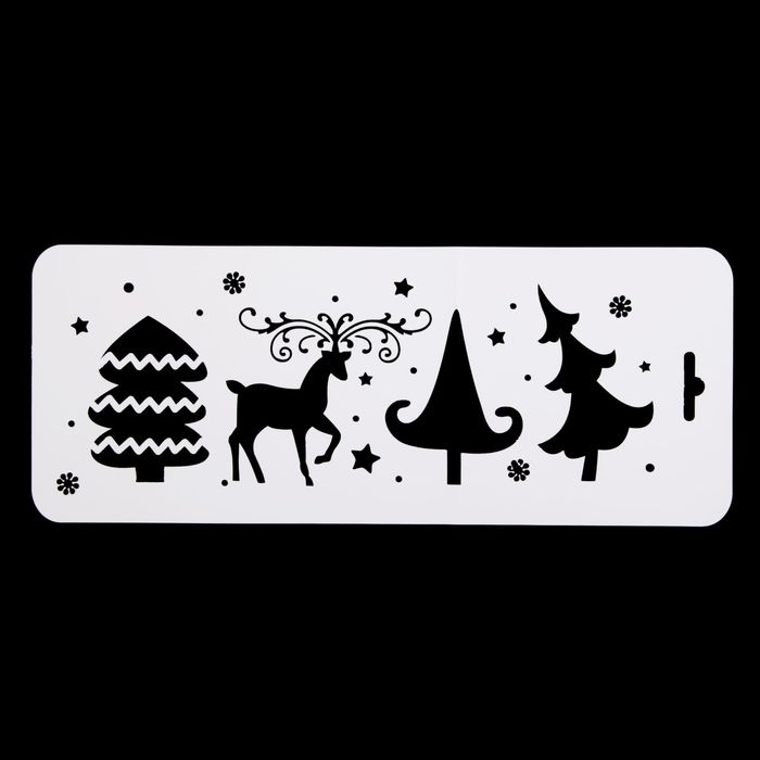 Трафарет бордюрный "Зимний лес" пластик, 10х25 см (НГб-18)