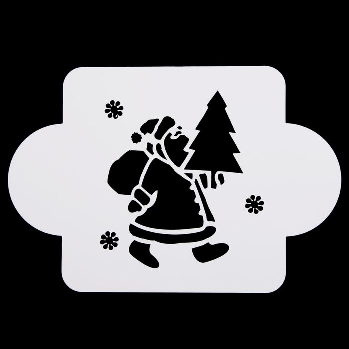 Трафарет пластик "Дед Мороз с елочкой" 10х10 см (МДНГ-61)