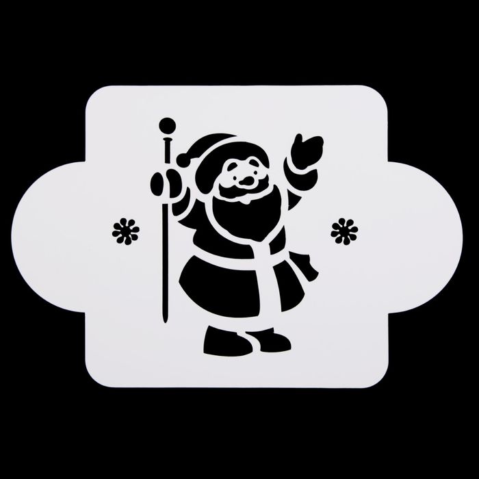 Трафарет пластик "Дед Мороз с посохом" 10х10 см (МДНГ-54)