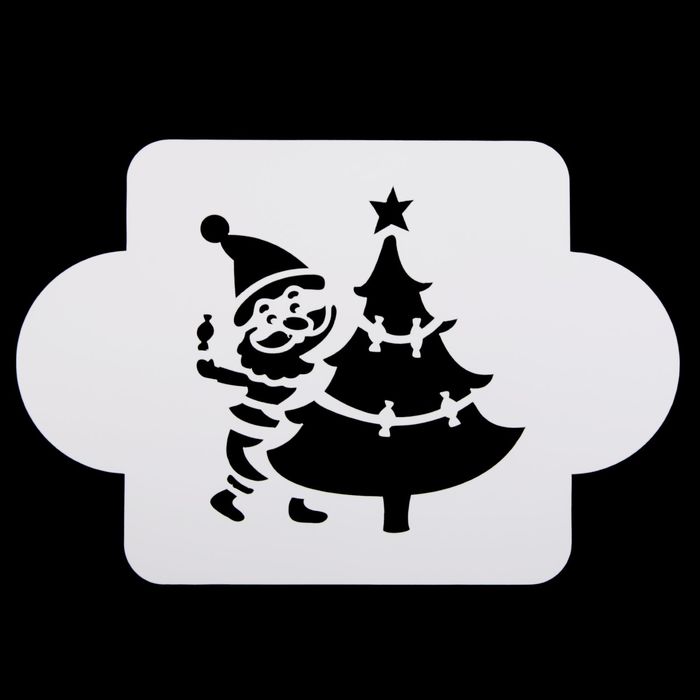 Трафарет пластик "Елочка и Дед Мороз" 10х10 см (МДНГ-47)