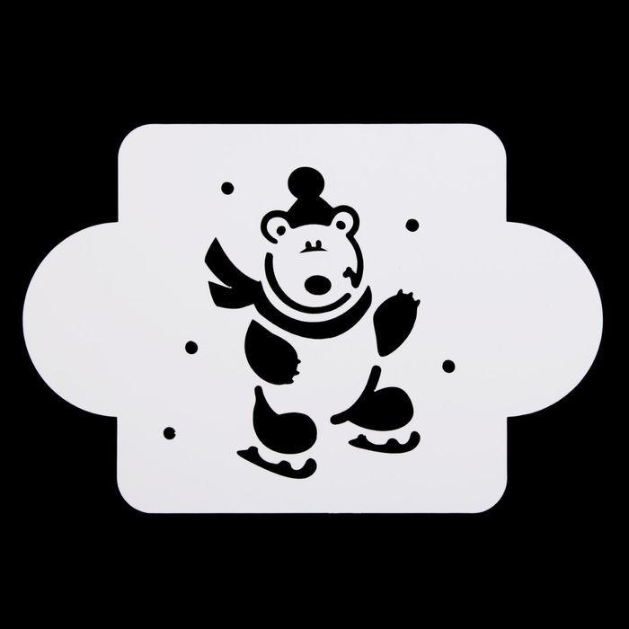 Трафарет пластик "Мишка на коньках" 10х10 см