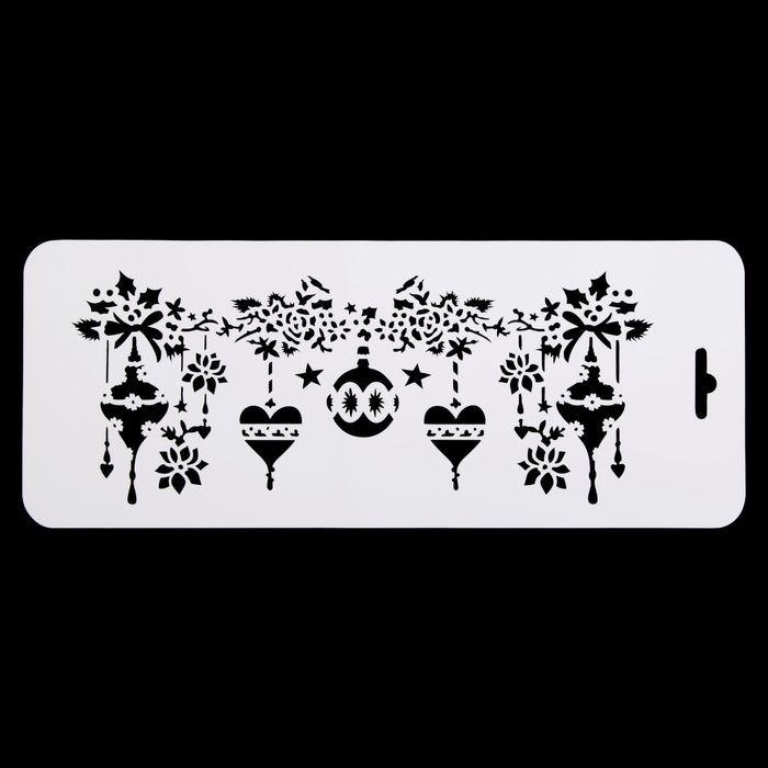 Трафарет бордюрный "Ассорти елочных игрушек" пластик, 10х25 см (НГб-73)