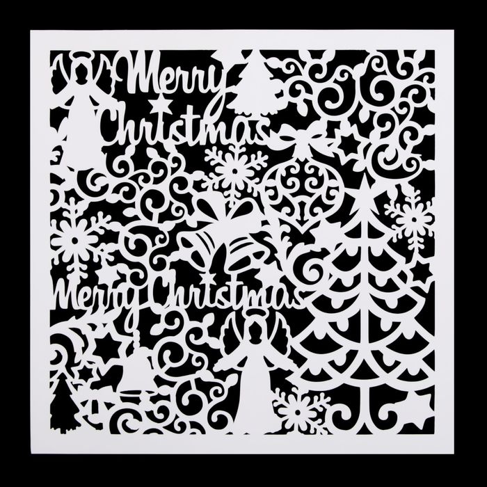 Трафарет фоновый "Merry Christmas" пластик, 15х15 см (НГМСК-20)