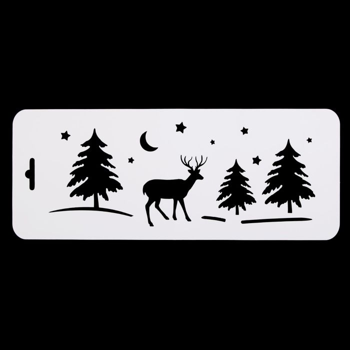 Трафарет бордюрный "Олень в лесу" пластик, 10х25 см (НГб-51)
