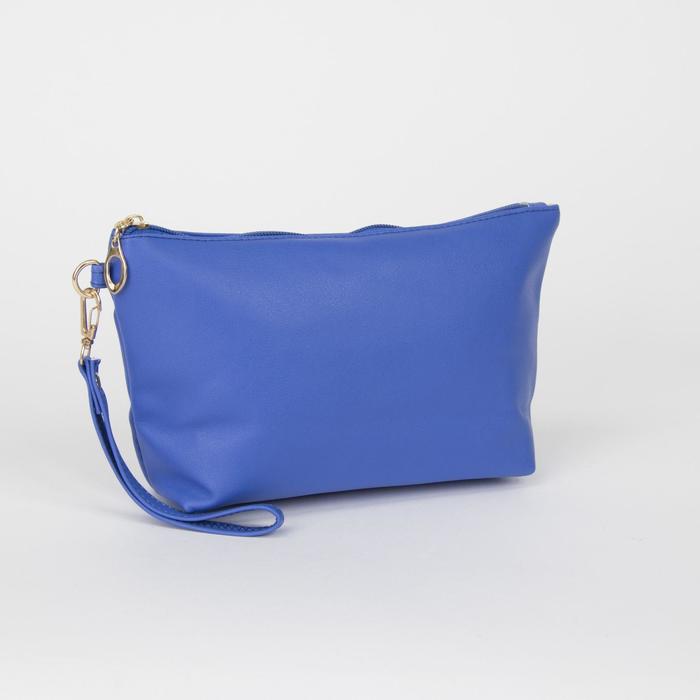 Клатч женский, отдел на молнии, с ручкой, цвет синий