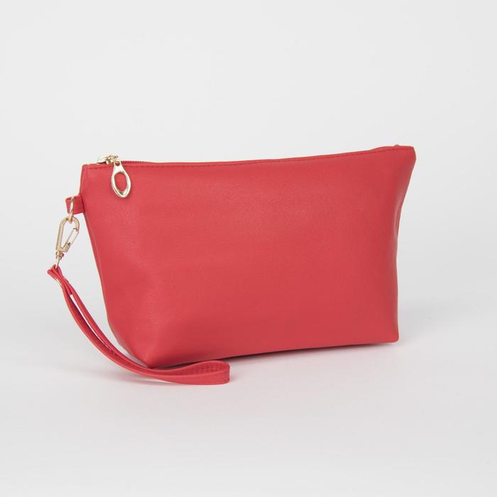 Клатч женский, отдел на молнии, с ручкой, цвет красный