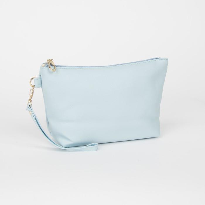 Клатч женский, отдел на молнии, с ручкой, цвет голубой