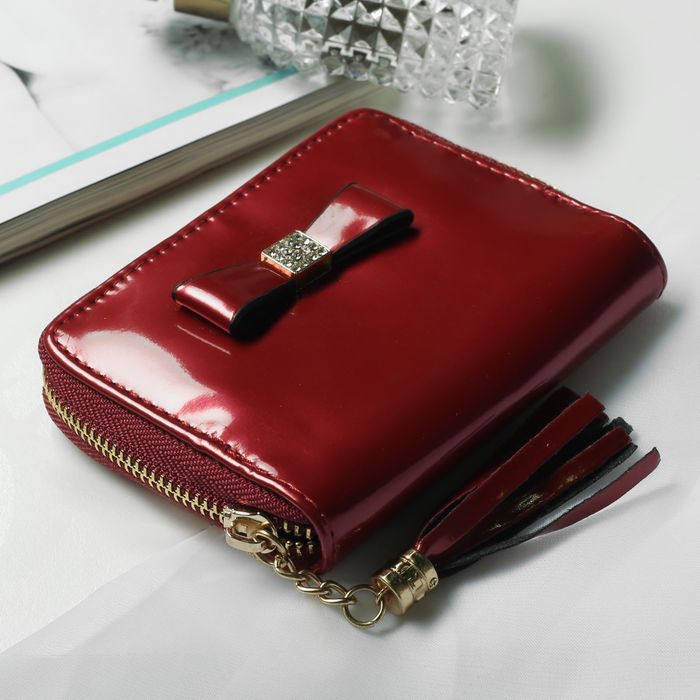 Кошелёк женский на молнии, 2 отдела, отдел для карт, монет, цвет бордовый