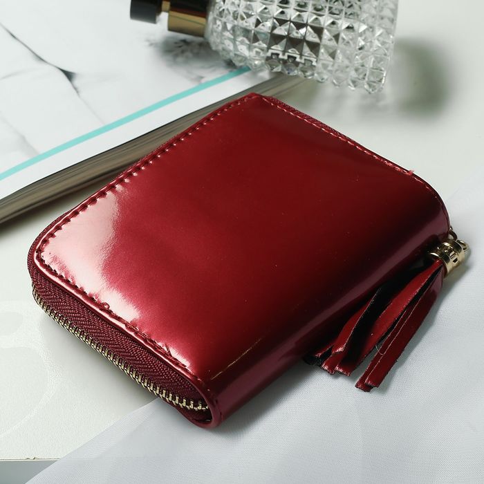 Кошелёк женский на молнии, 2 отдела, отдел для карт, монет, цвет бордовый