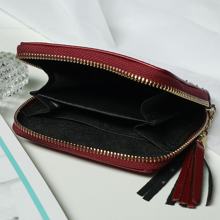 Кошелёк женский на молнии, 2 отдела, отдел для карт, монет, цвет бордовый
