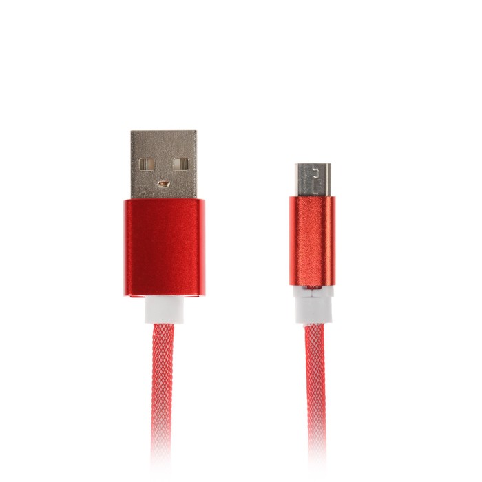 Провод для зарядки LuazON USB - microUSB, пластиковое армирование, штекер металл, 1м, микс