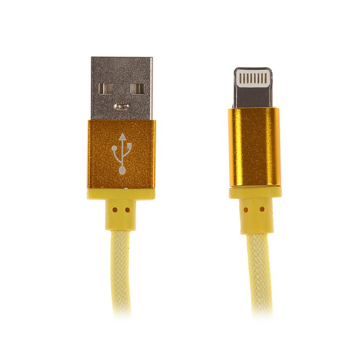 Провод для зарядки LuazON USB - iPhone 5,6,7 пласт.армирование, штекер металл, 1м, микс