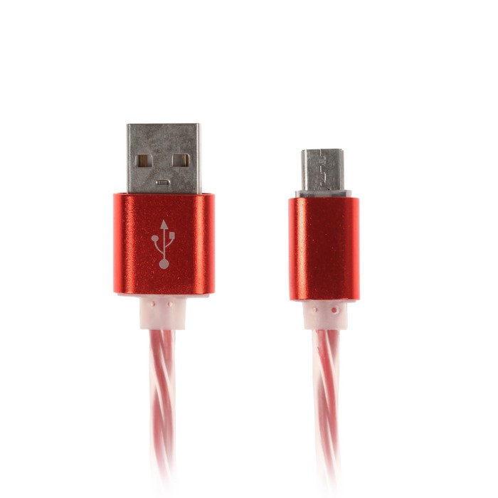 Провод для зарядки LuazON USB - microUSB, прозрачный силикон, штекер металл, 1м,