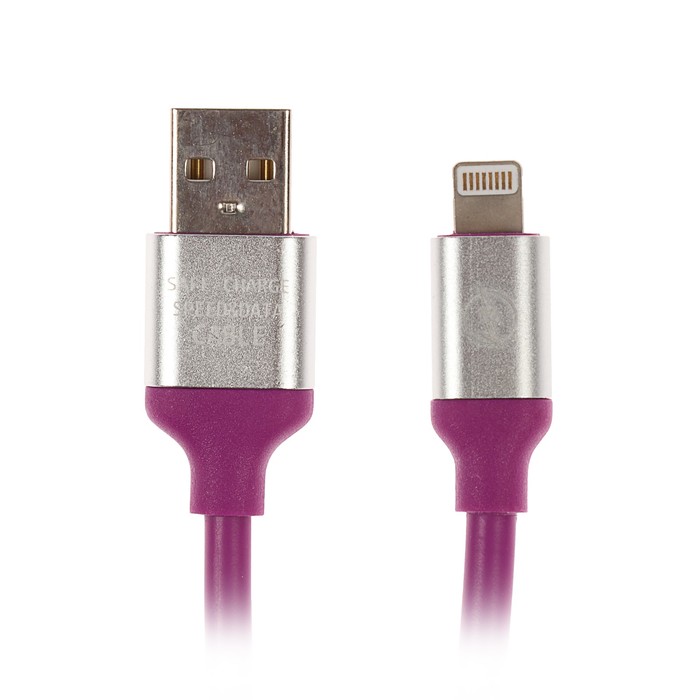 Провод для зарядки LuazON USB - iPhone 5,6,7 силикон, штекер металл, 1м, микс