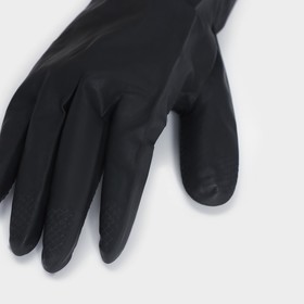 Перчатки хозяйственные резиновые Доляна, размер M, защитные, химически стойкие, 55 гр, цвет чёрный от Сима-ленд