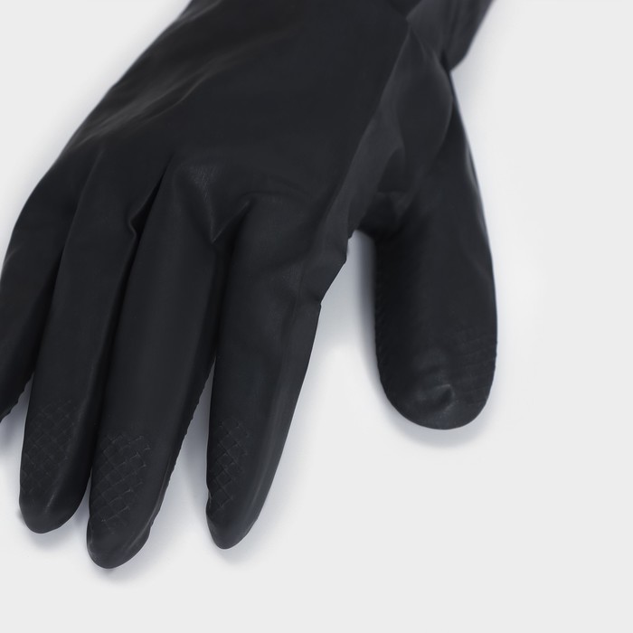 Перчатки хозяйственные резиновые Доляна, размер L, защитные, химически стойкие, 55 гр, цвет чёрный