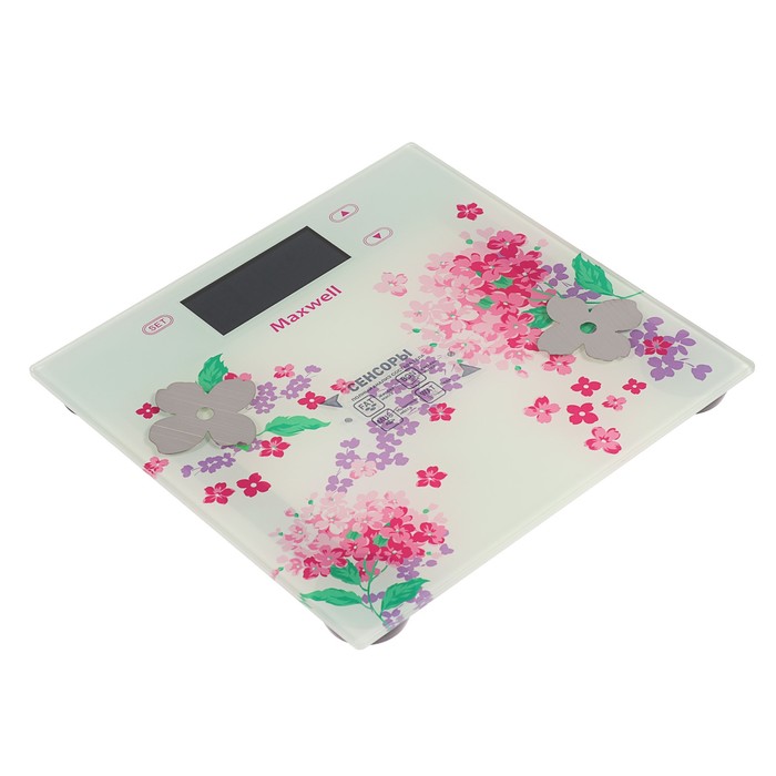 Весы напольные Maxwell MW-2665 V, электронные, диагностические, до 180 кг, "цветы"