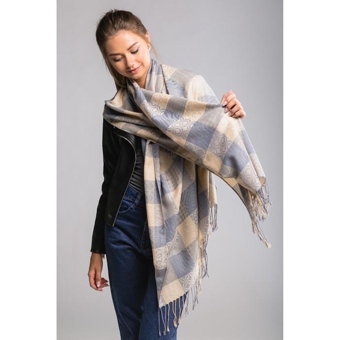 Палантин "Этель" Мелодия 180х70 см, фиолетовый, 35% х/б, 65% п/э