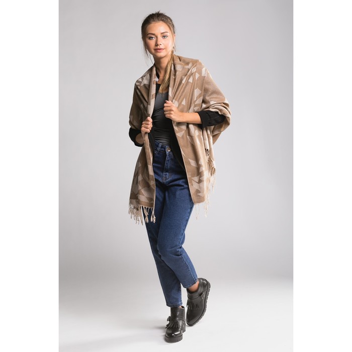 Палантин "Этель" Илви 180*70 см, бежевый,35% х/б,65% п/э