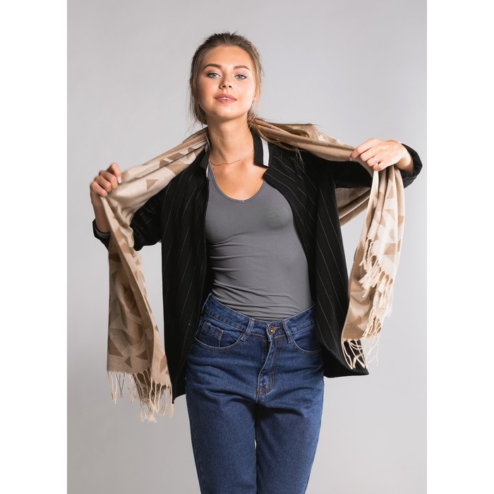 Палантин "Этель" Илви 180*70 см, бежевый,35% х/б,65% п/э