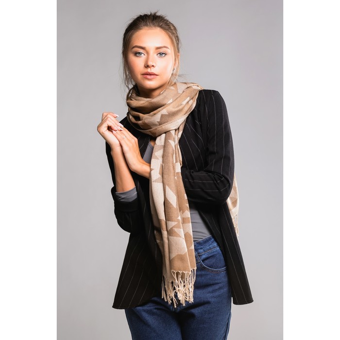 Палантин "Этель" Илви 180*70 см, бежевый,35% х/б,65% п/э