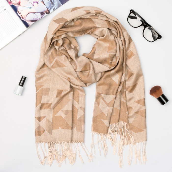 Палантин "Этель" Илви 180*70 см, бежевый,35% х/б,65% п/э