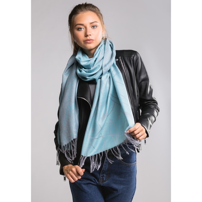 Палантин "Этель" Медео 180*70 см, голубой, 35% х/б,65% п/э