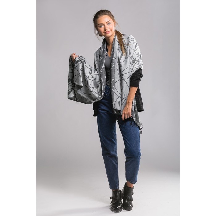 Палантин "Этель" Медео 180*70 см, серый, 35% х/б,65% п/э