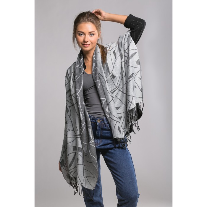 Палантин "Этель" Медео 180*70 см, серый, 35% х/б,65% п/э