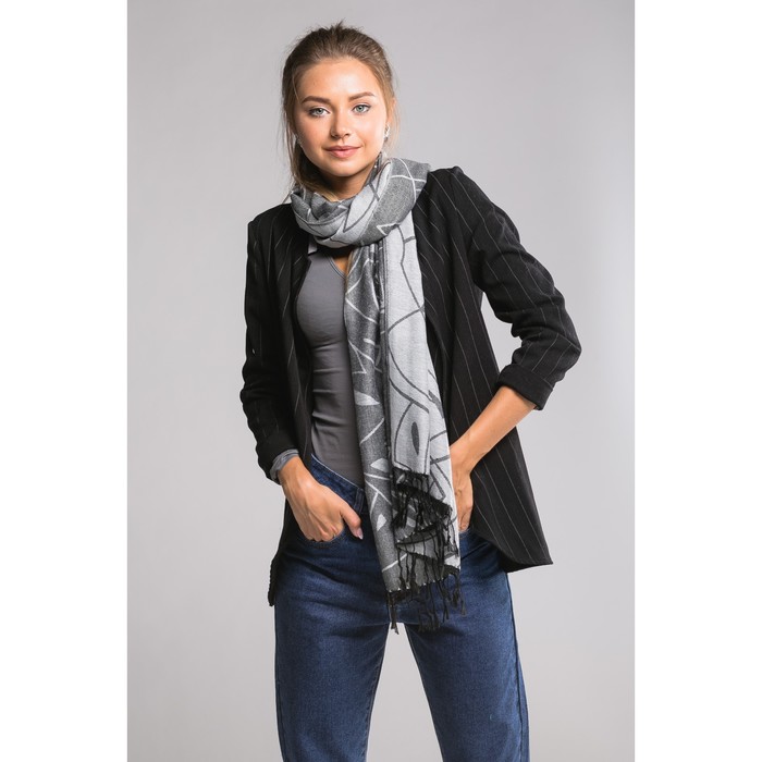 Палантин "Этель" Медео 180*70 см, серый, 35% х/б,65% п/э