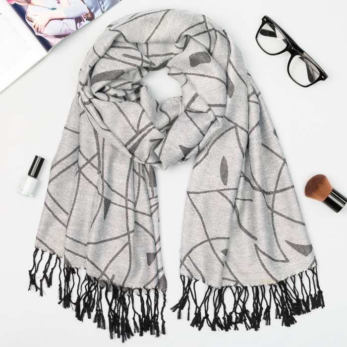 Палантин "Этель" Медео 180*70 см, серый, 35% х/б,65% п/э