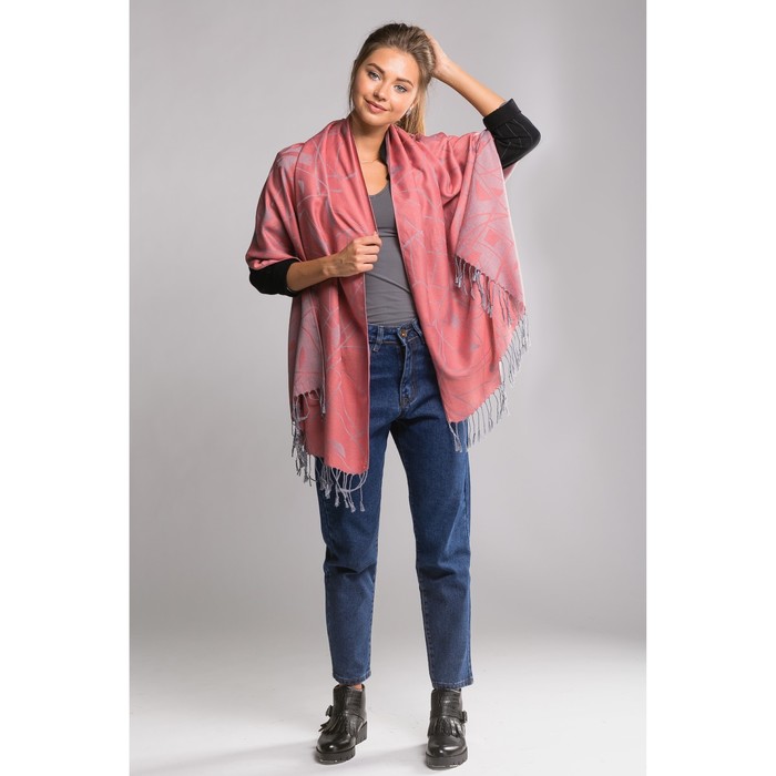 Палантин "Этель" Медео 180*70 см, розовый, 35% х/б,65% п/э