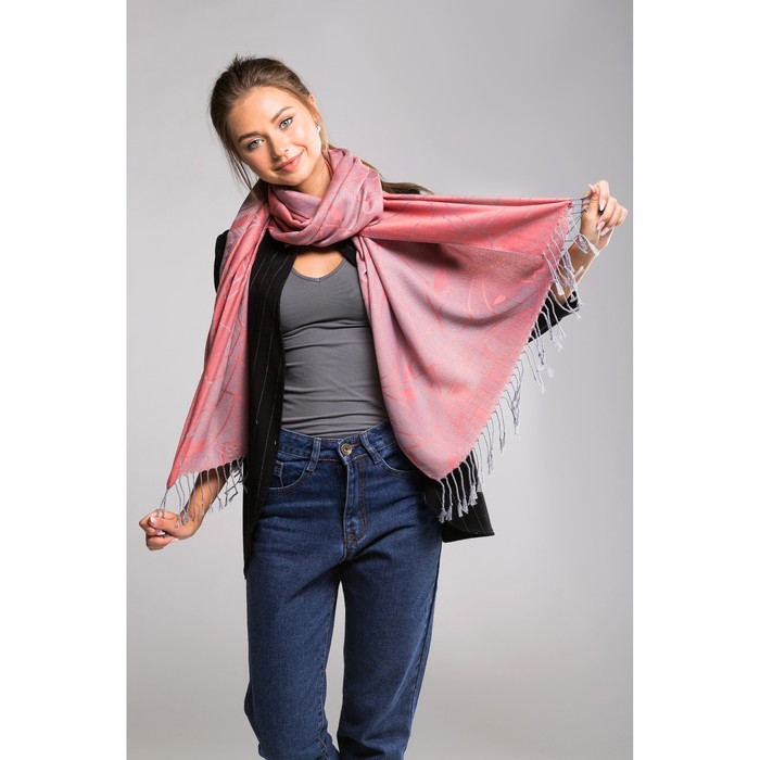 Палантин "Этель" Медео 180*70 см, розовый, 35% х/б,65% п/э