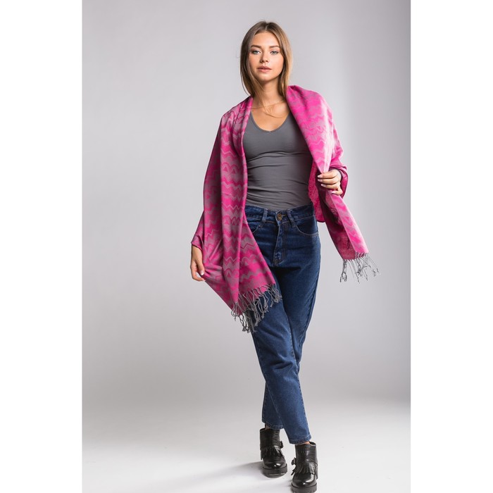 Палантин женский "Этель" Кьянеа 70* 170 см, фуксия, 20% х/б, 80% п/э