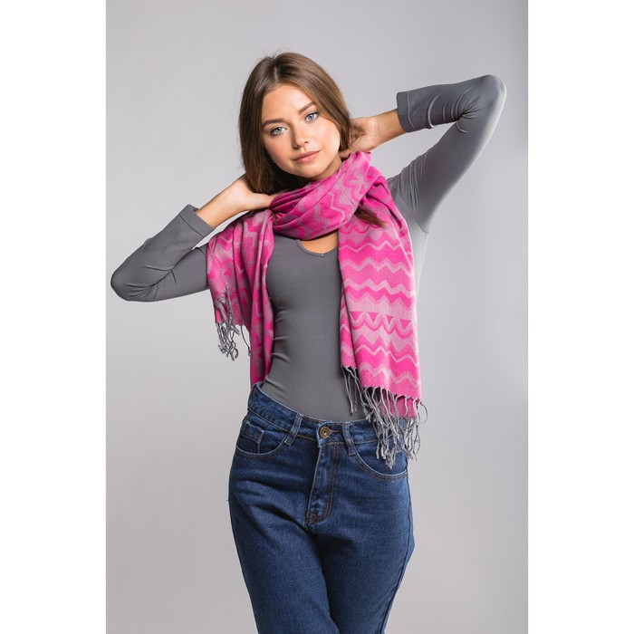 Палантин женский "Этель" Кьянеа 70* 170 см, фуксия, 20% х/б, 80% п/э