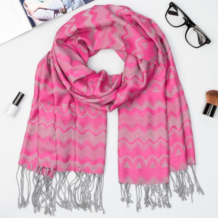 Палантин женский "Этель" Кьянеа 70* 170 см, фуксия, 20% х/б, 80% п/э