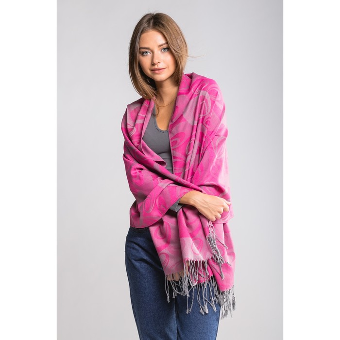 Палантин женский "Этель" Селена 70* 170 см, фуксия, 20% х/б, 80% п/э
