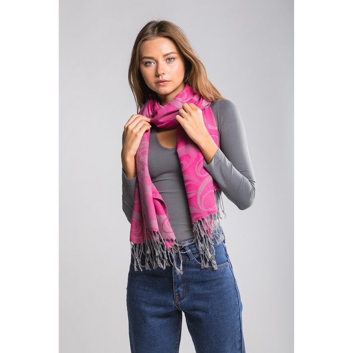 Палантин женский "Этель" Селена 70* 170 см, фуксия, 20% х/б, 80% п/э