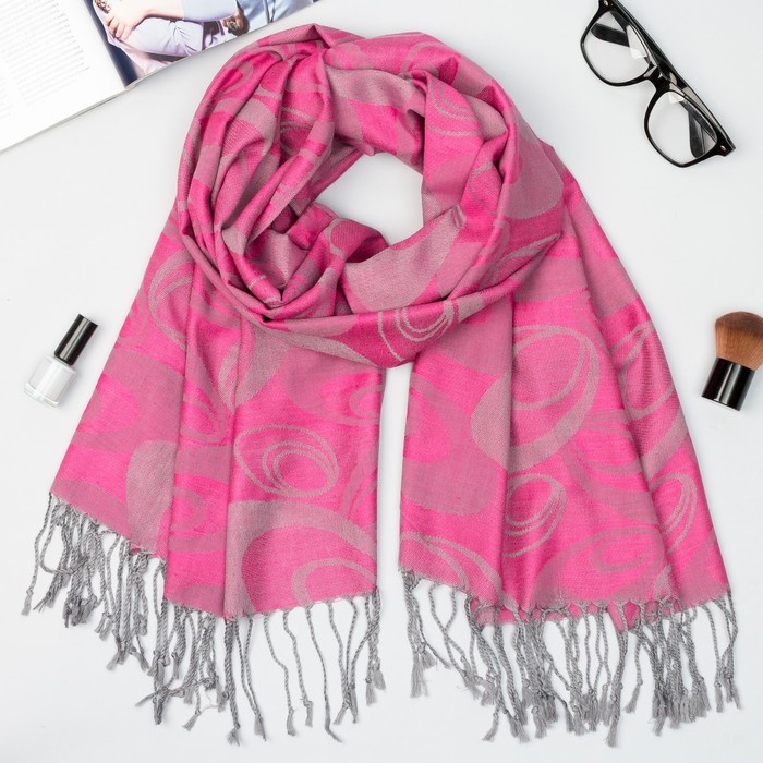 Палантин женский "Этель" Селена 70* 170 см, фуксия, 20% х/б, 80% п/э