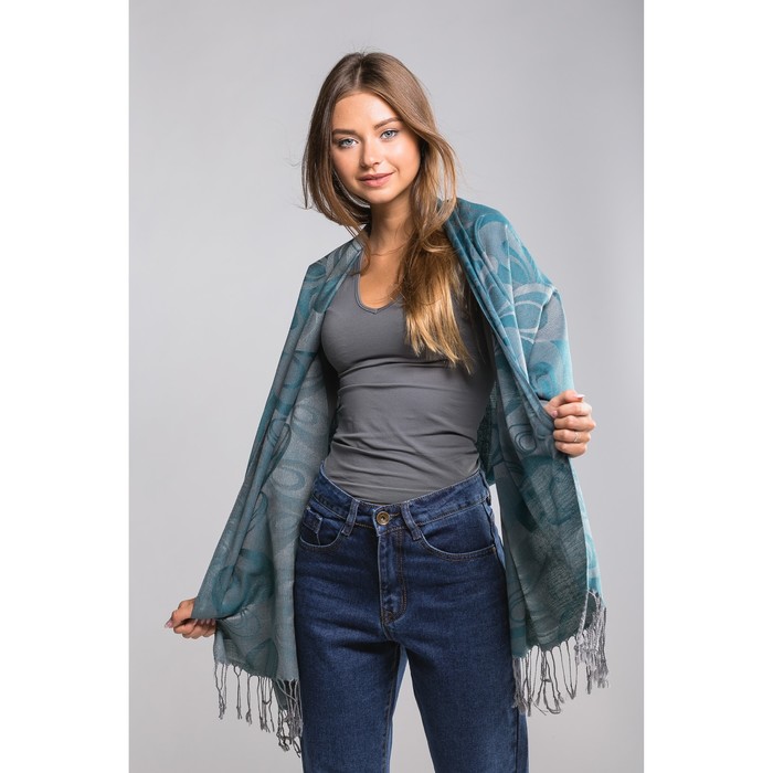 Палантин женский "Этель" Селена 70* 170 см, зелёный, 20% х/б, 80% п/э