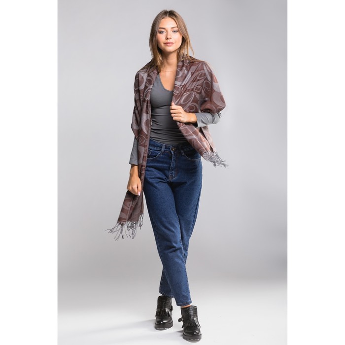Палантин женский "Этель" Селена 70* 170 см, коричневый, 20% х/б, 80% п/э