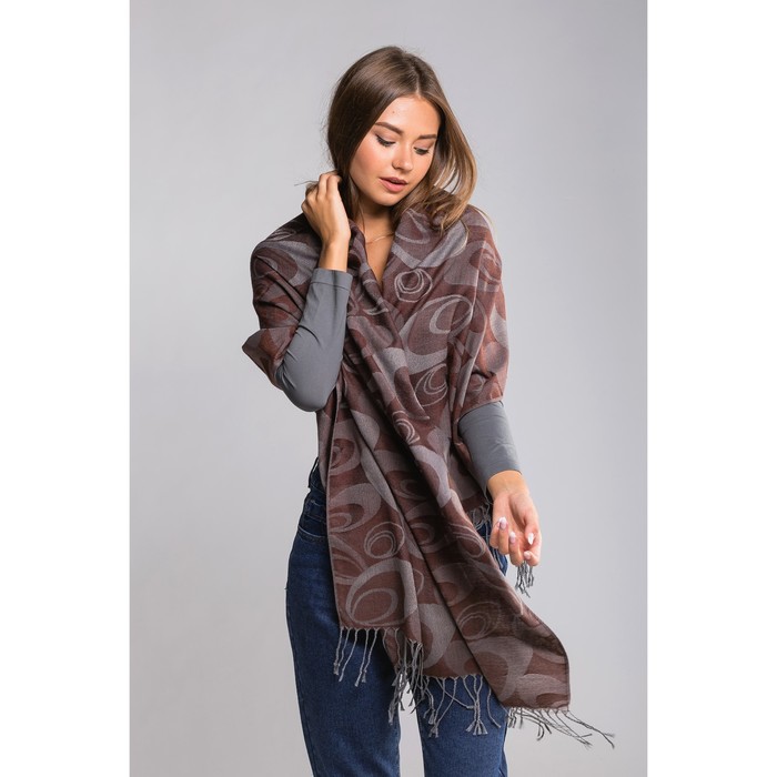 Палантин женский "Этель" Селена 70* 170 см, коричневый, 20% х/б, 80% п/э