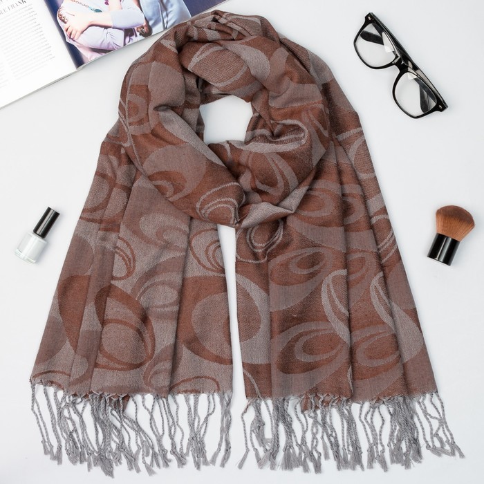 Палантин женский "Этель" Селена 70* 170 см, коричневый, 20% х/б, 80% п/э