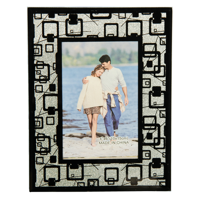 Фоторамка стекло 10х15 см "Геометрия на серебристом" 22х17 см